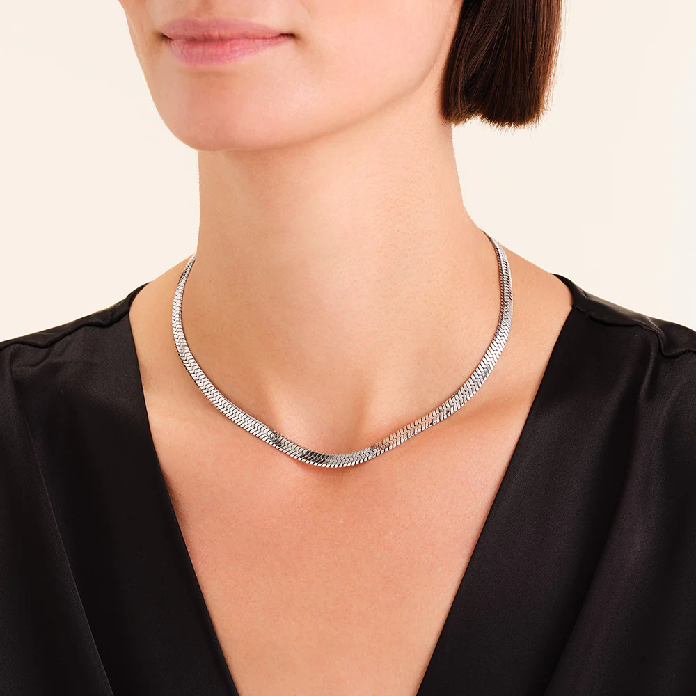 Rosefield Large Silver Snake Necklace - Image 4