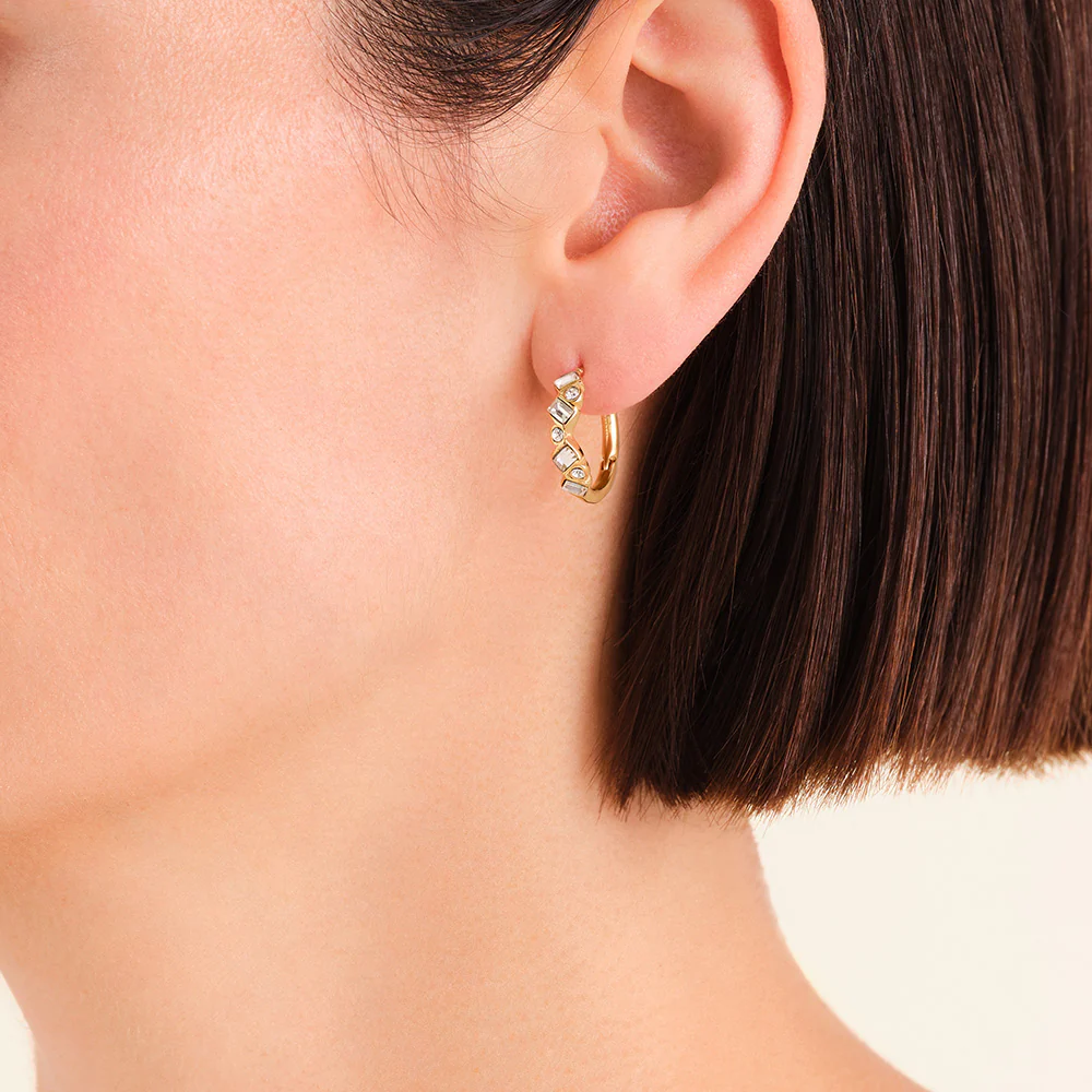 Rosefield Playful Crystals Baguette and Round Hoops - Image 3