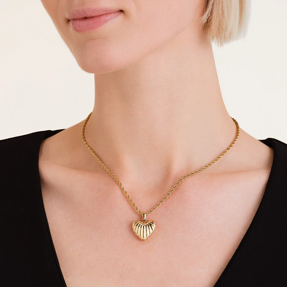 Rosefield Ridged Heart Pendant Necklace - Image 5
