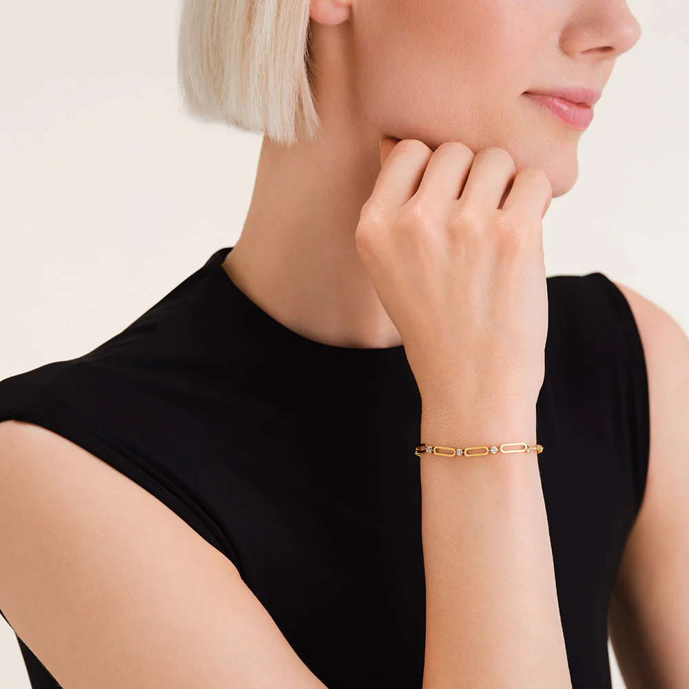 Rosefield Round Crystals and Paperclip Bracelet - Image 4