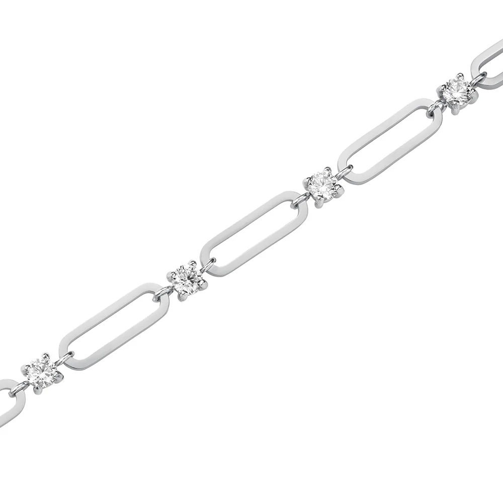 Rosefield Round Crystals and Paperclip Silver Bracelet - Image 2