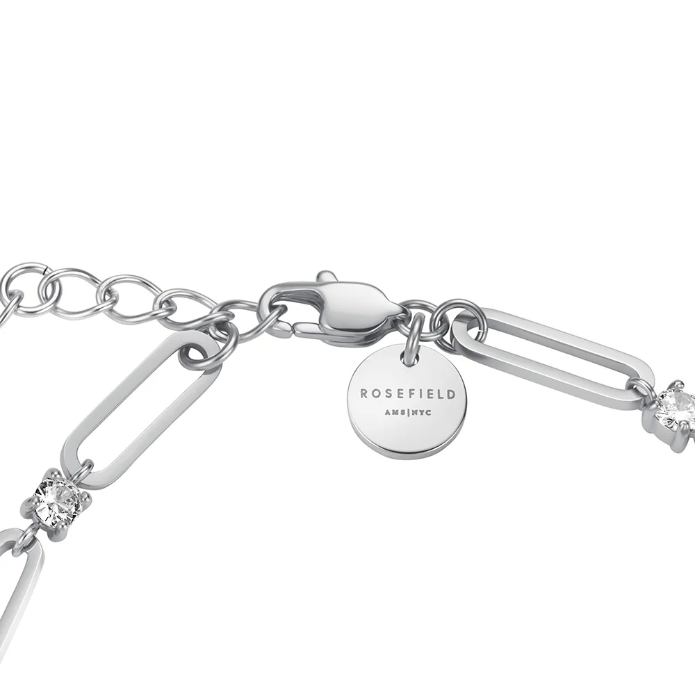 Rosefield Round Crystals and Paperclip Silver Bracelet - Image 3
