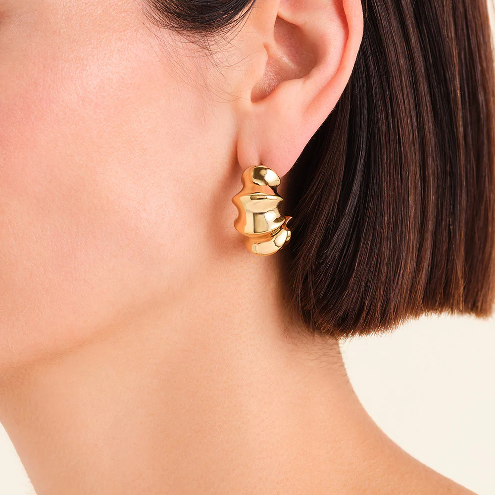 Rosefield Statement Bamboo Gold Earrings - Image 3