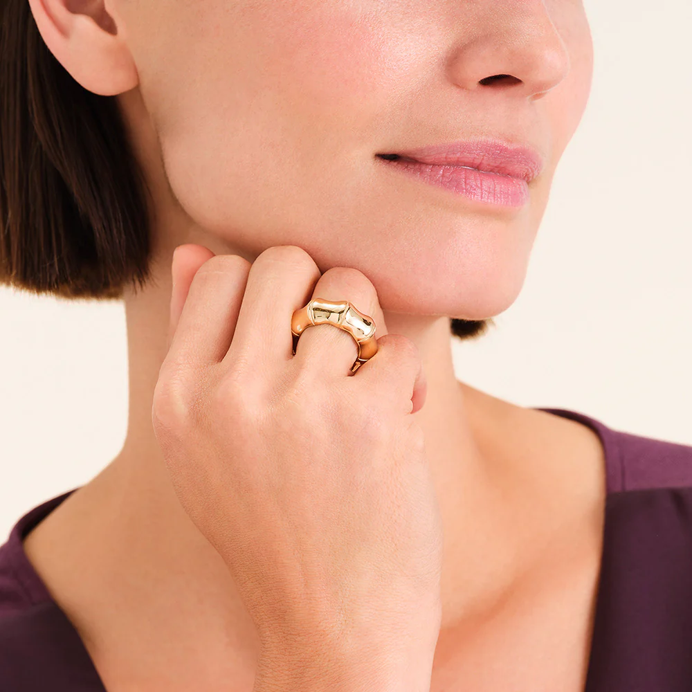 Rosefield Statement Bamboo Gold Ring - Image 2