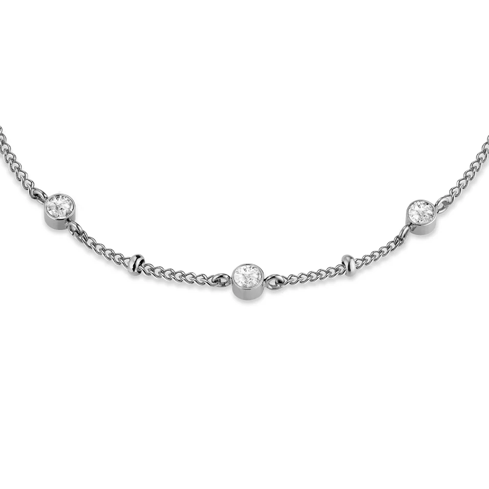 Rosefield Triple Swarovski Crystals Dotted Chain Silver Bracelet - Image 2