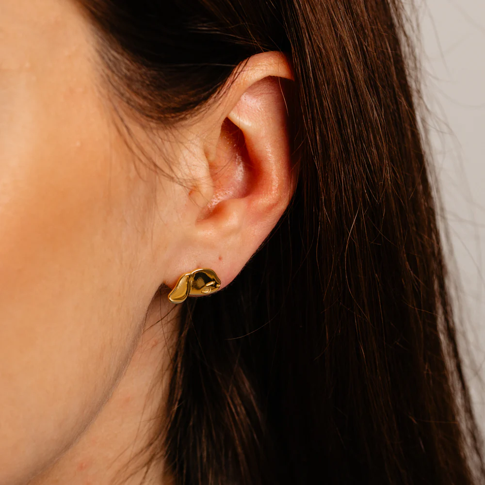 Sanrio Cinnamoroll Sterling Silver Yellow Gold Plated Stud Earrings - Image 2