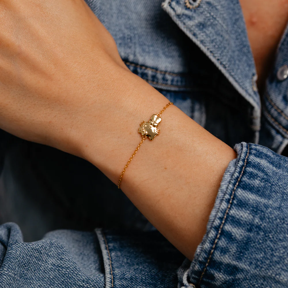 Sanrio Hello Kitty Body Yellow Gold Plated Sterling Silver Bracelet - Image 2