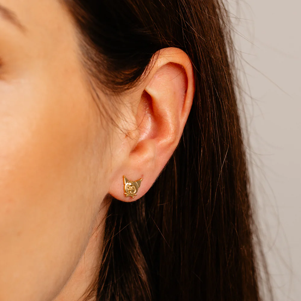 Sanrio Kuromi Sterling Silver Yellow Gold Plated Stud Earrings - Image 2
