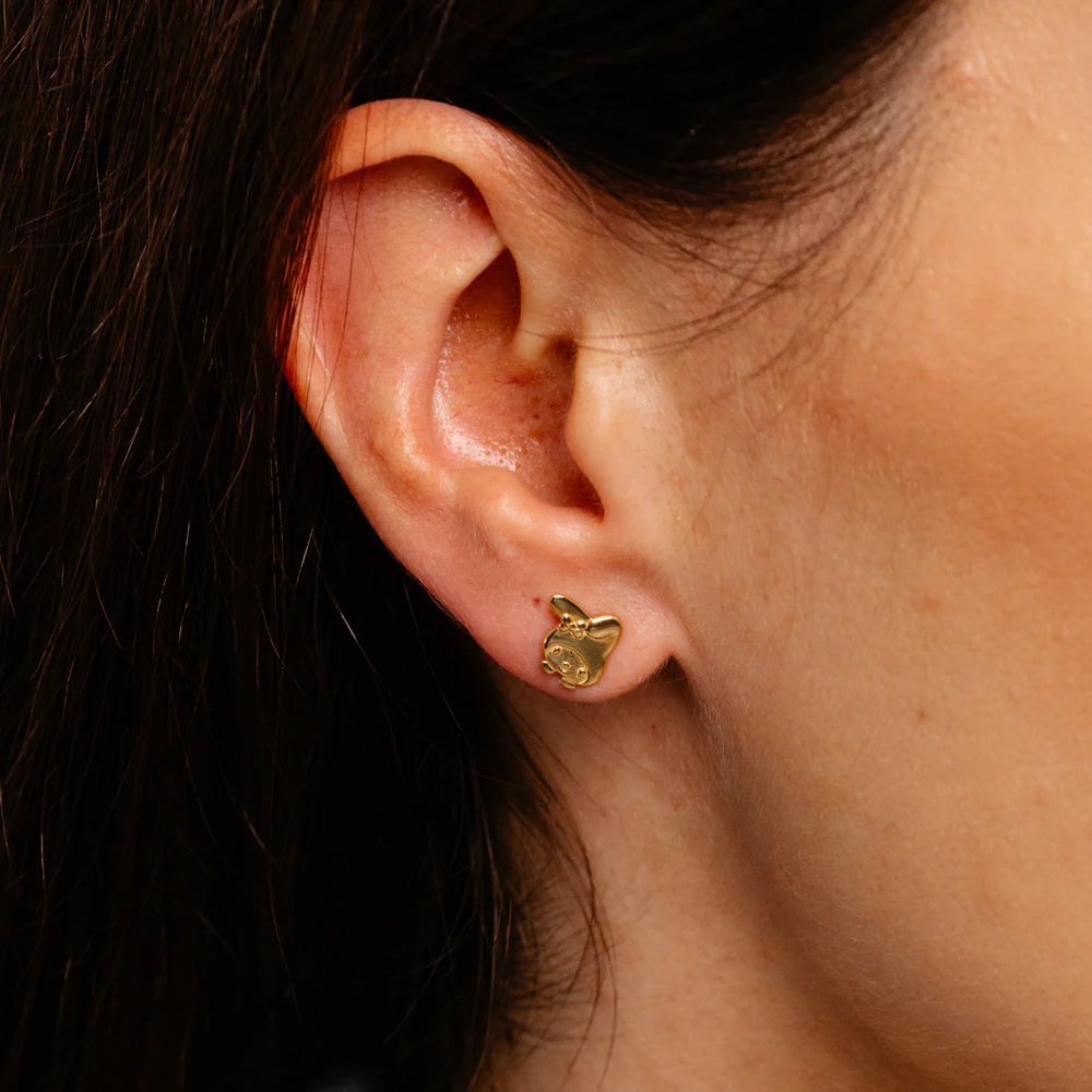 Sanrio My Melody Sterling Silver Yellow Gold Plated Stud Earrings - Image 2