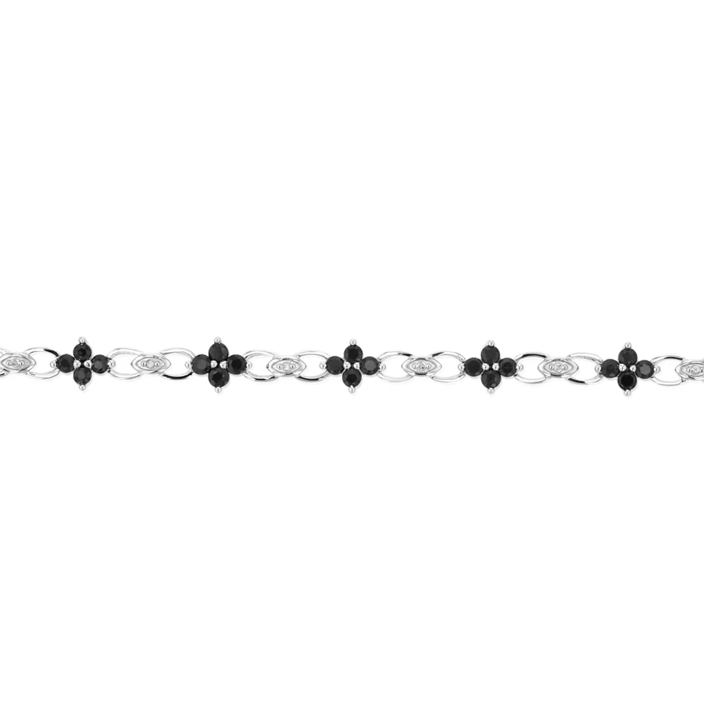 Sapphire and Diamond Bracelet 19cm in Sterling Silver - Image 3