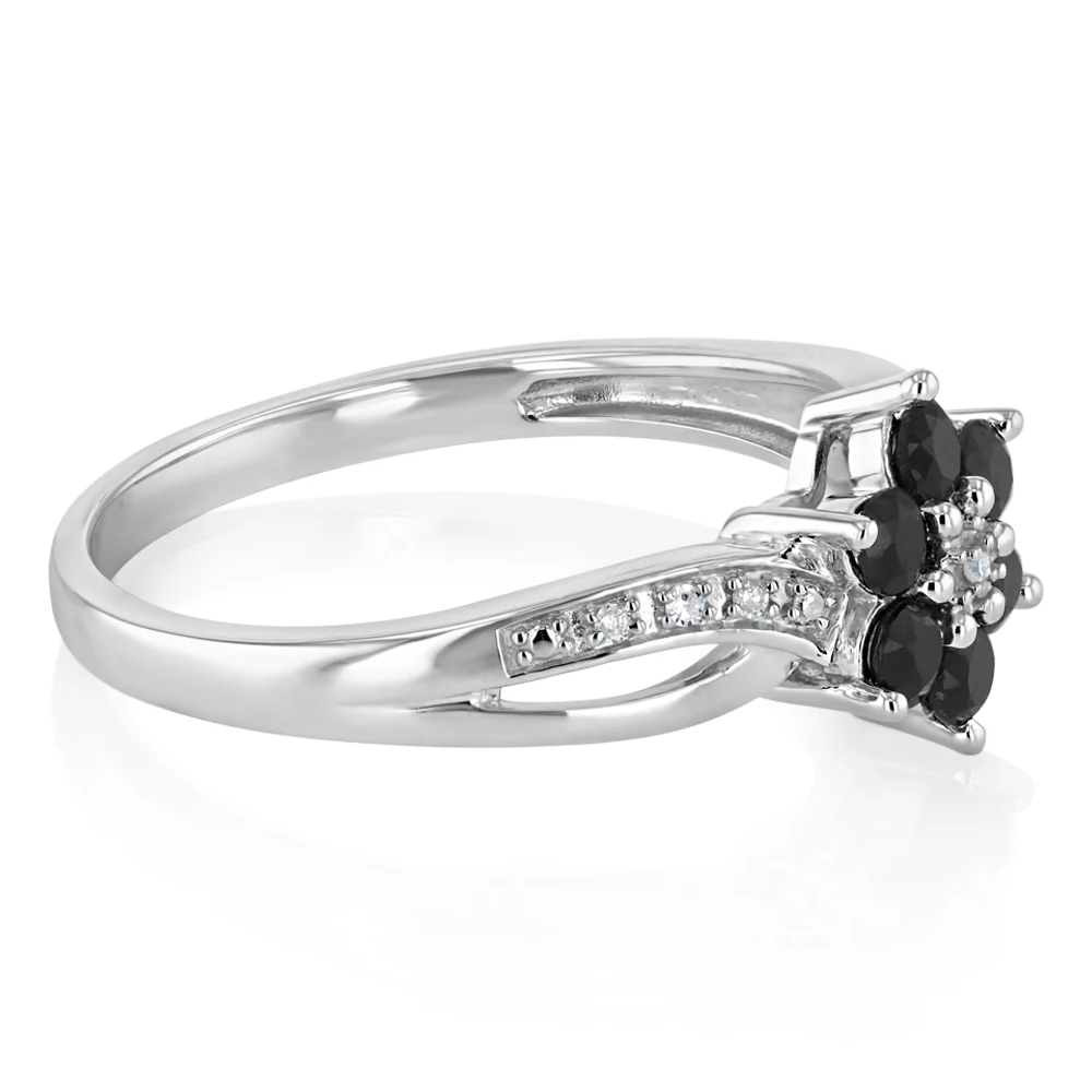 Sapphire and Diamond Ring in Sterling Silver - Image 2