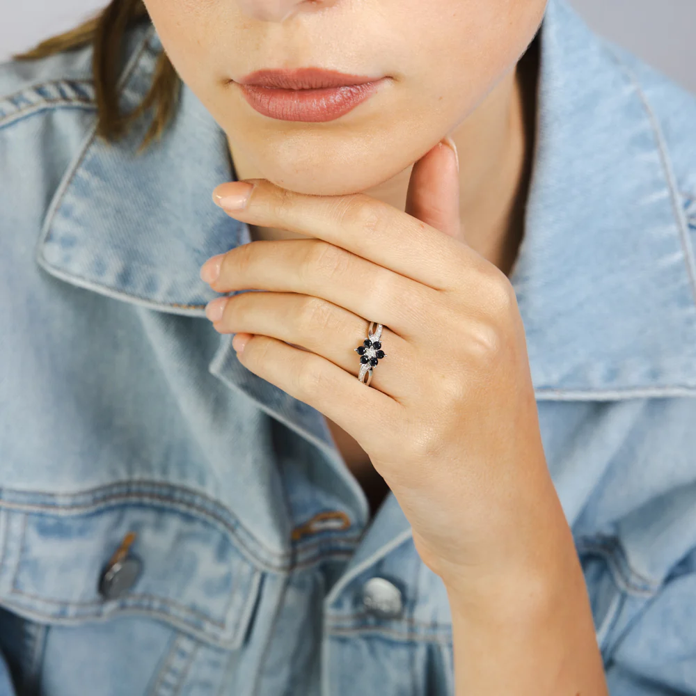 Sapphire and Diamond Ring in Sterling Silver - Image 3