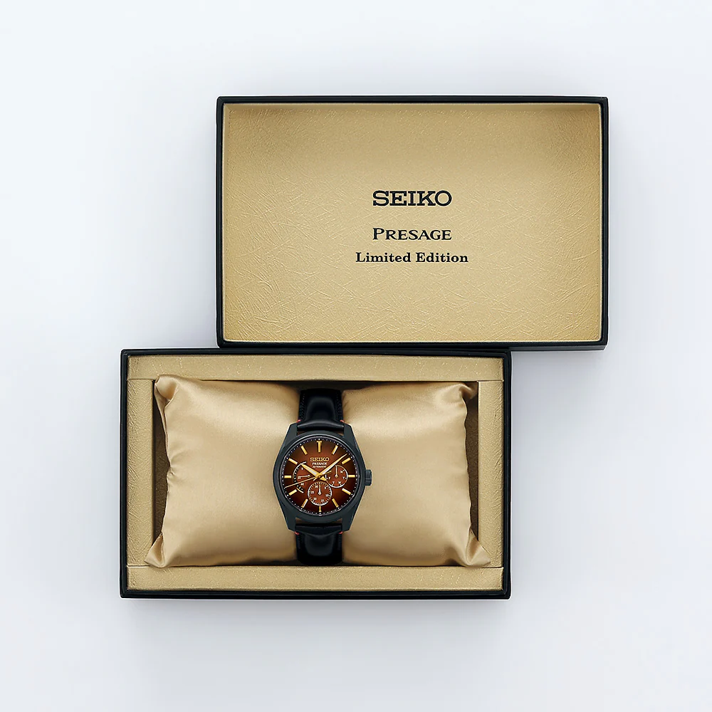 Seiko Presage SPB329J Kabuki Theme Black Leather Mens Watch Limited Edition - Image 3