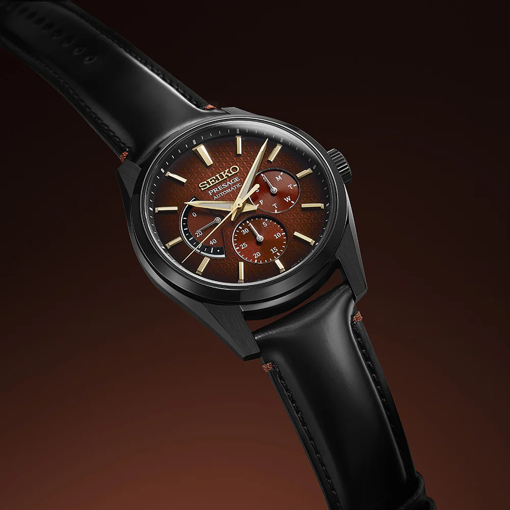 Seiko Presage SPB329J Kabuki Theme Black Leather Mens Watch Limited Edition - Image 4