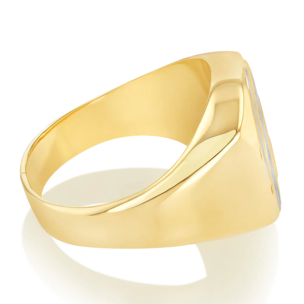 Signet Gents Ring in 9ct Yellow and White Gold - Image 2