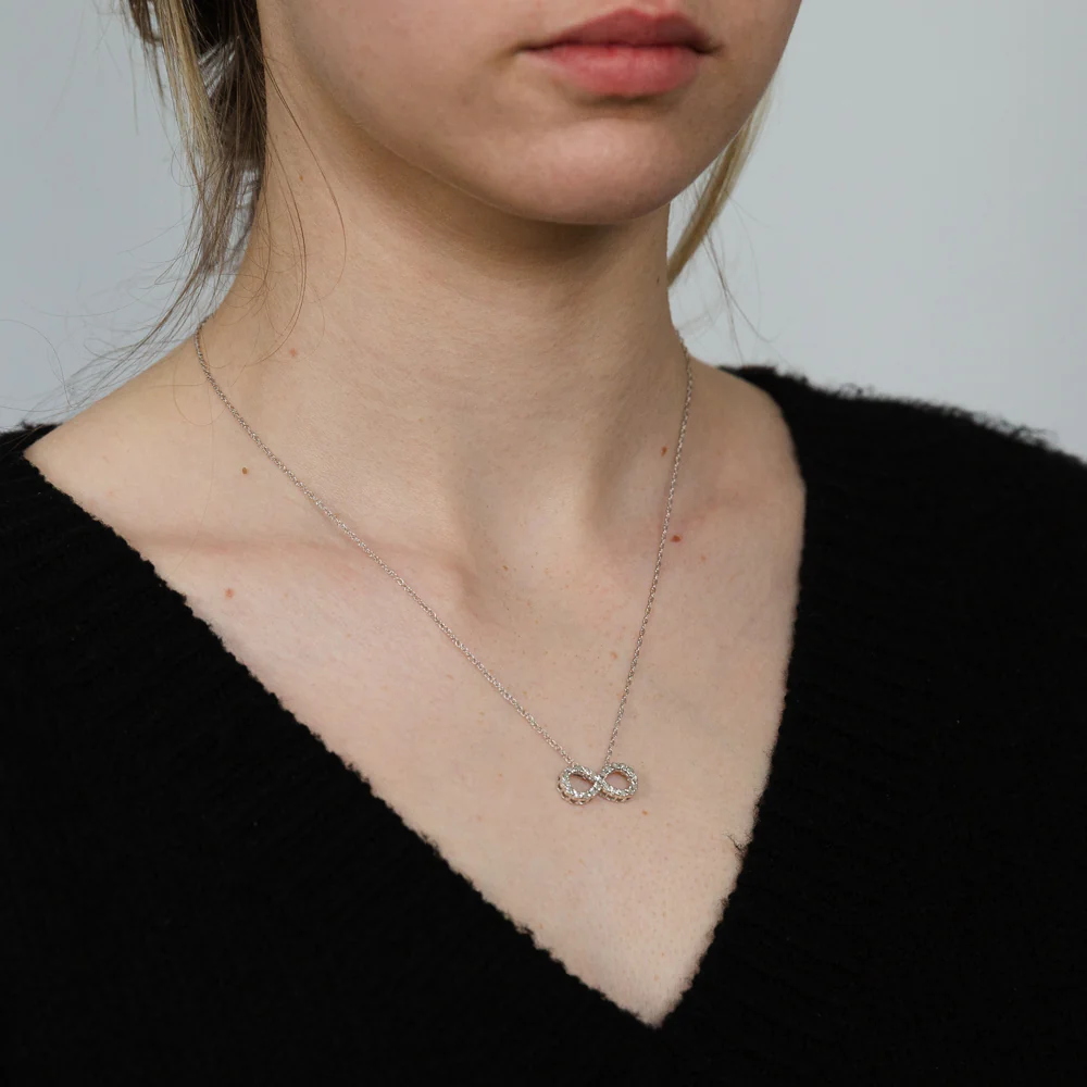 Silver 1/10 Carat Diamond Infinity Pendant on 45cm Chain - Image 2