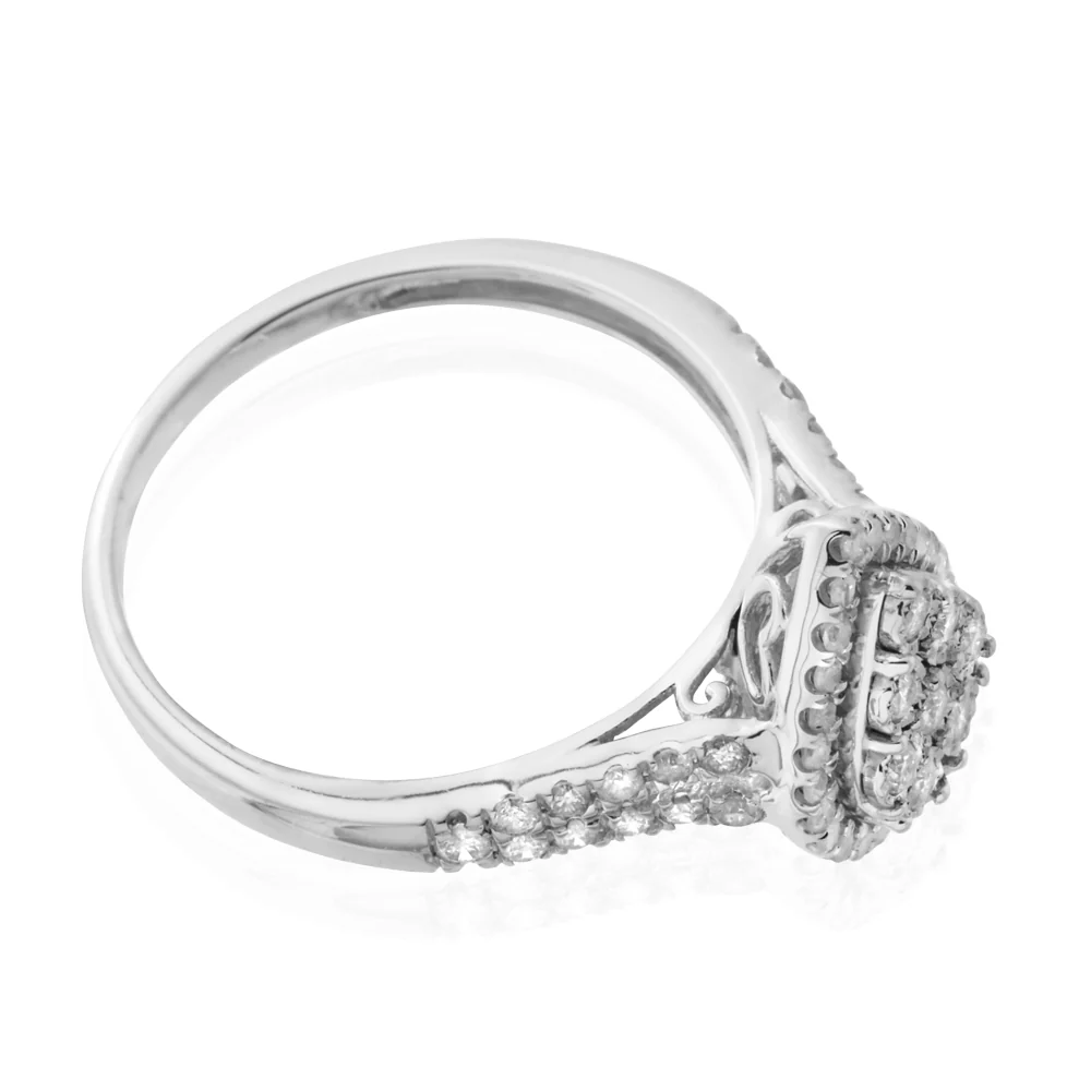 Silver 1/2 Carat Cluster Dress Ring with 55 Brilliant Diamonds - Image 2