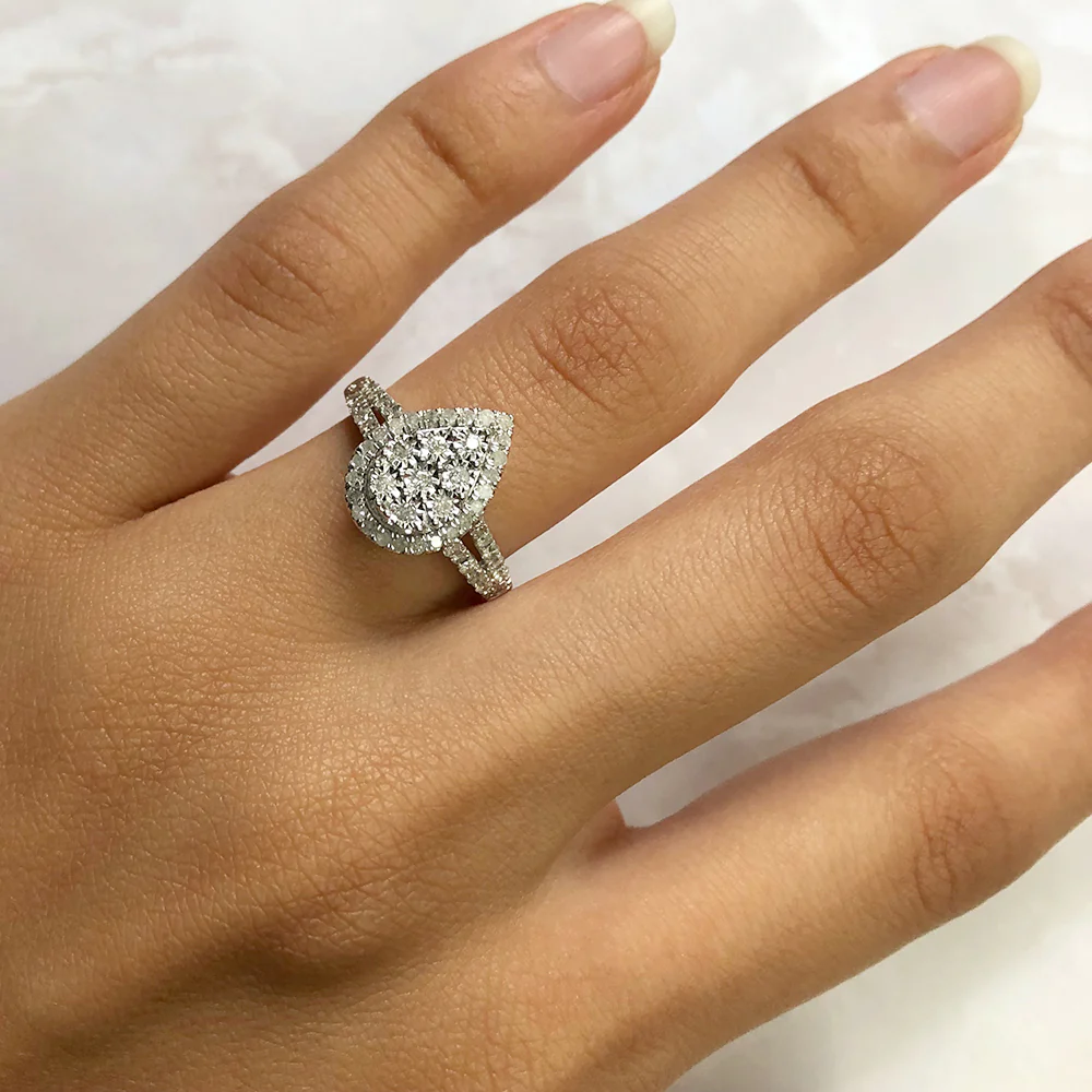 Silver 1/2 Carat Cluster Dress Ring with 55 Brilliant Diamonds - Image 3