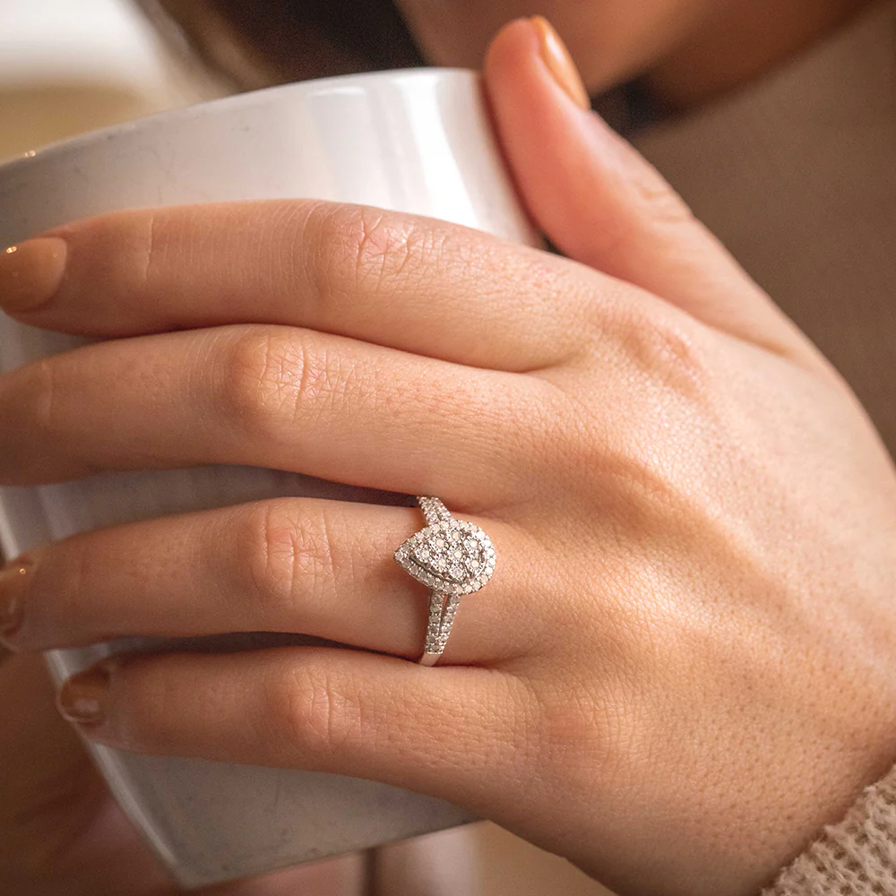 Silver 1/2 Carat Cluster Dress Ring with 55 Brilliant Diamonds - Image 5