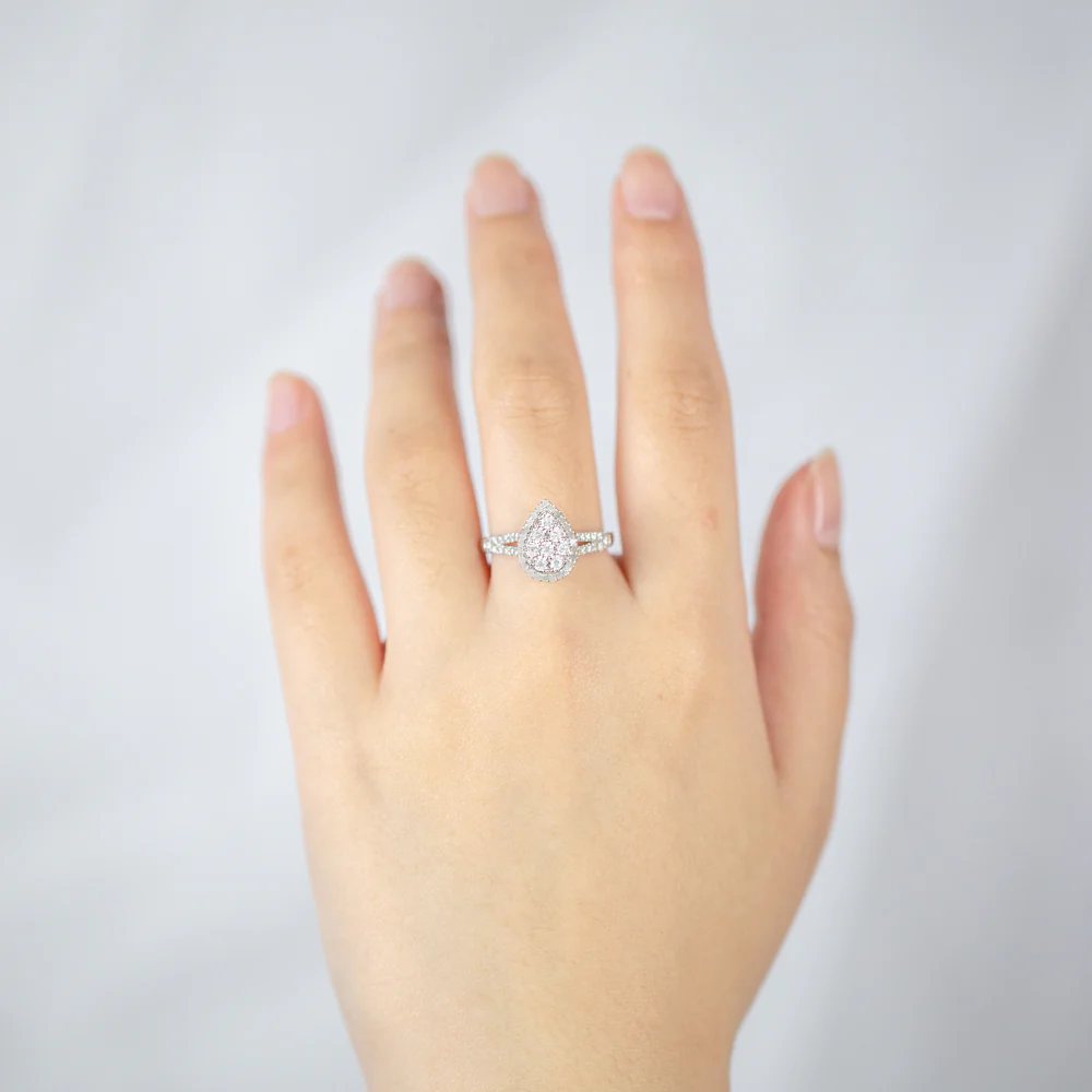 Silver 1/2 Carat Cluster Dress Ring with 55 Brilliant Diamonds - Image 6