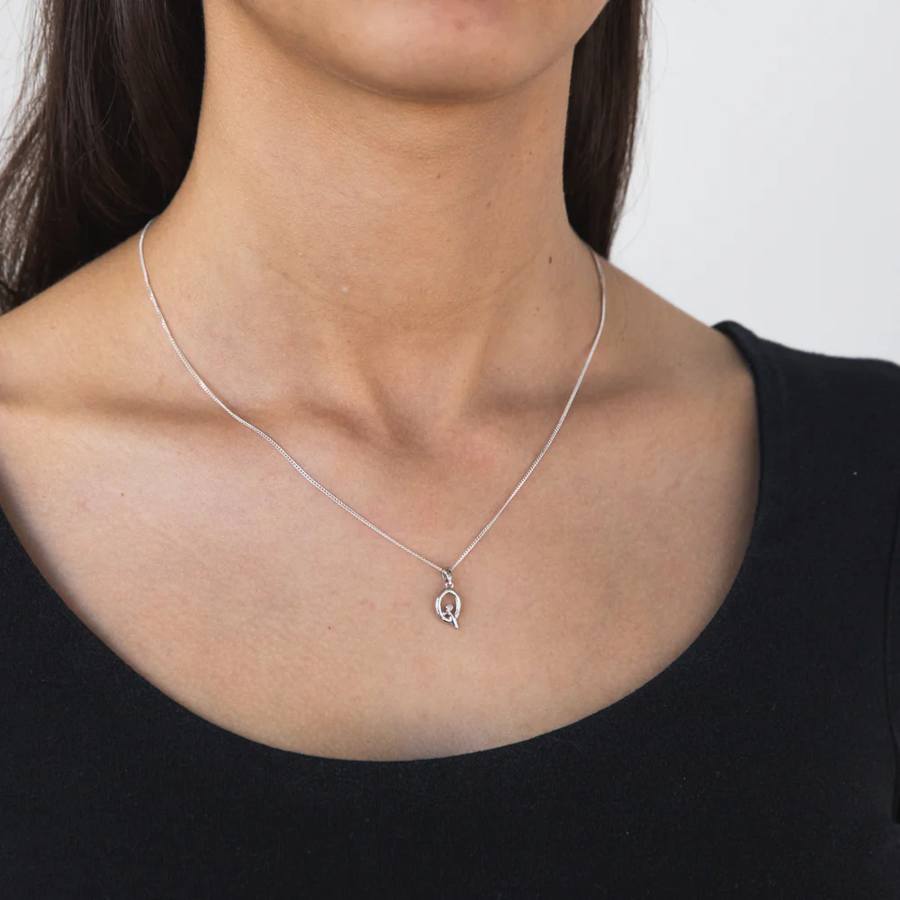 Silver Pendant Initial Q set with Diamond - Image 2