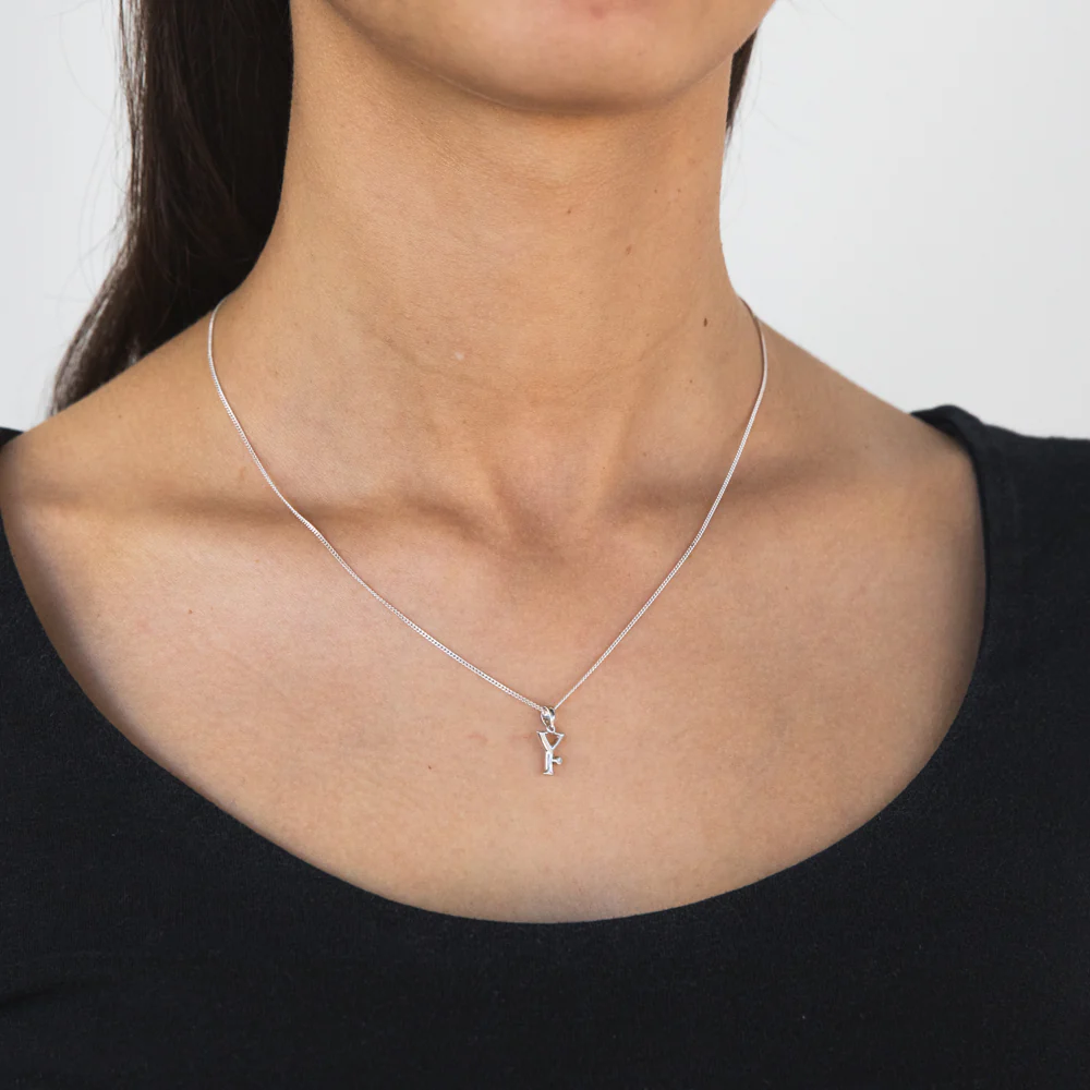 Silver Pendant Initial Y set with Diamond - Image 2