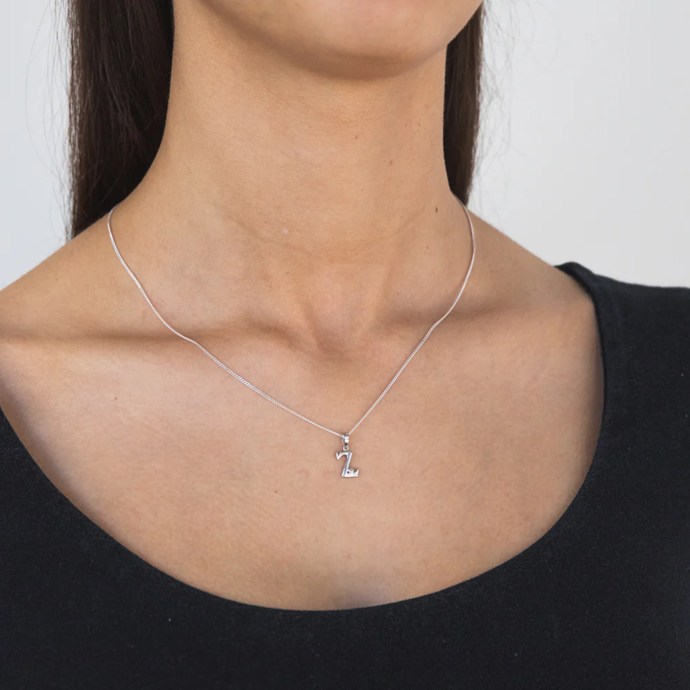 Silver Pendant Initial Z set with Diamond - Image 2
