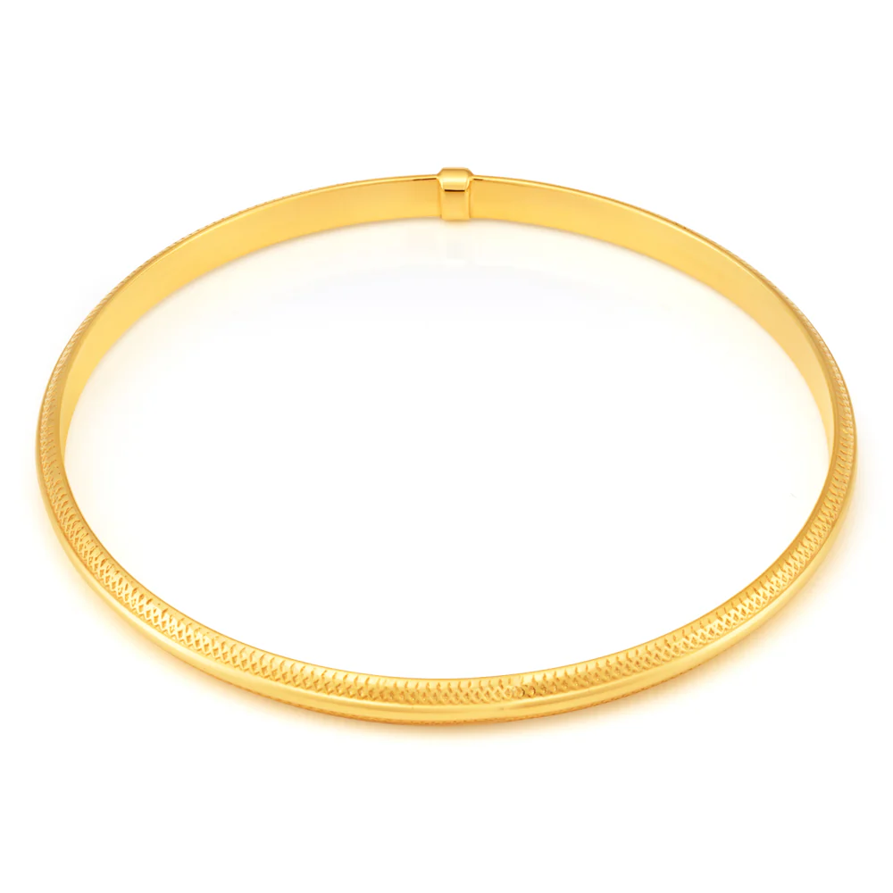 Silverfilled 65mm x 4.5mm width Bangle in 9ct Yellow Gold - Image 2