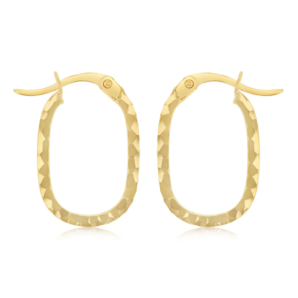 Small Oval Hoop Earrings in 9ct Yellow Gold - Image 2