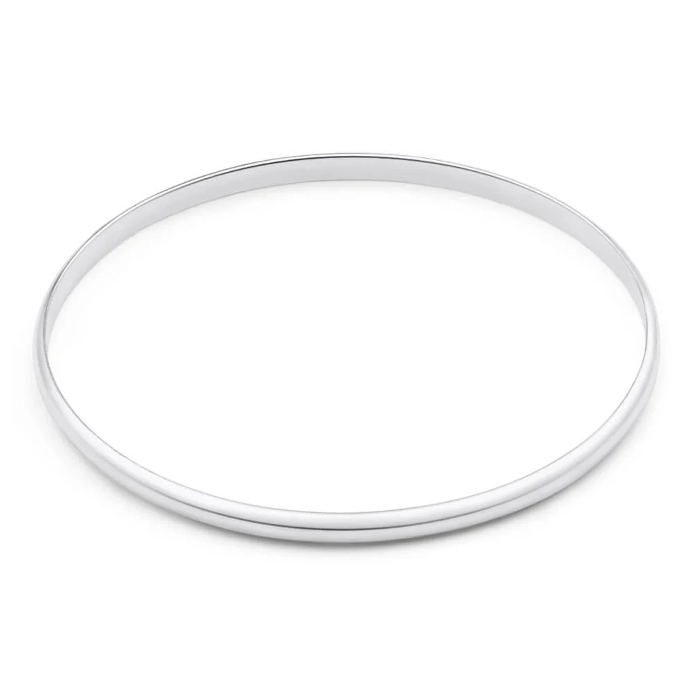 Solid Sterling Silver 4mm Plain 70mm Bangle - Image 2