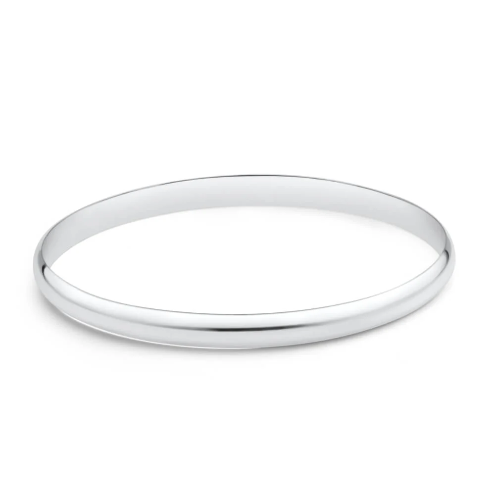 Solid Sterling Silver Plain 6mm Golf 70mm Bangle - Image 2