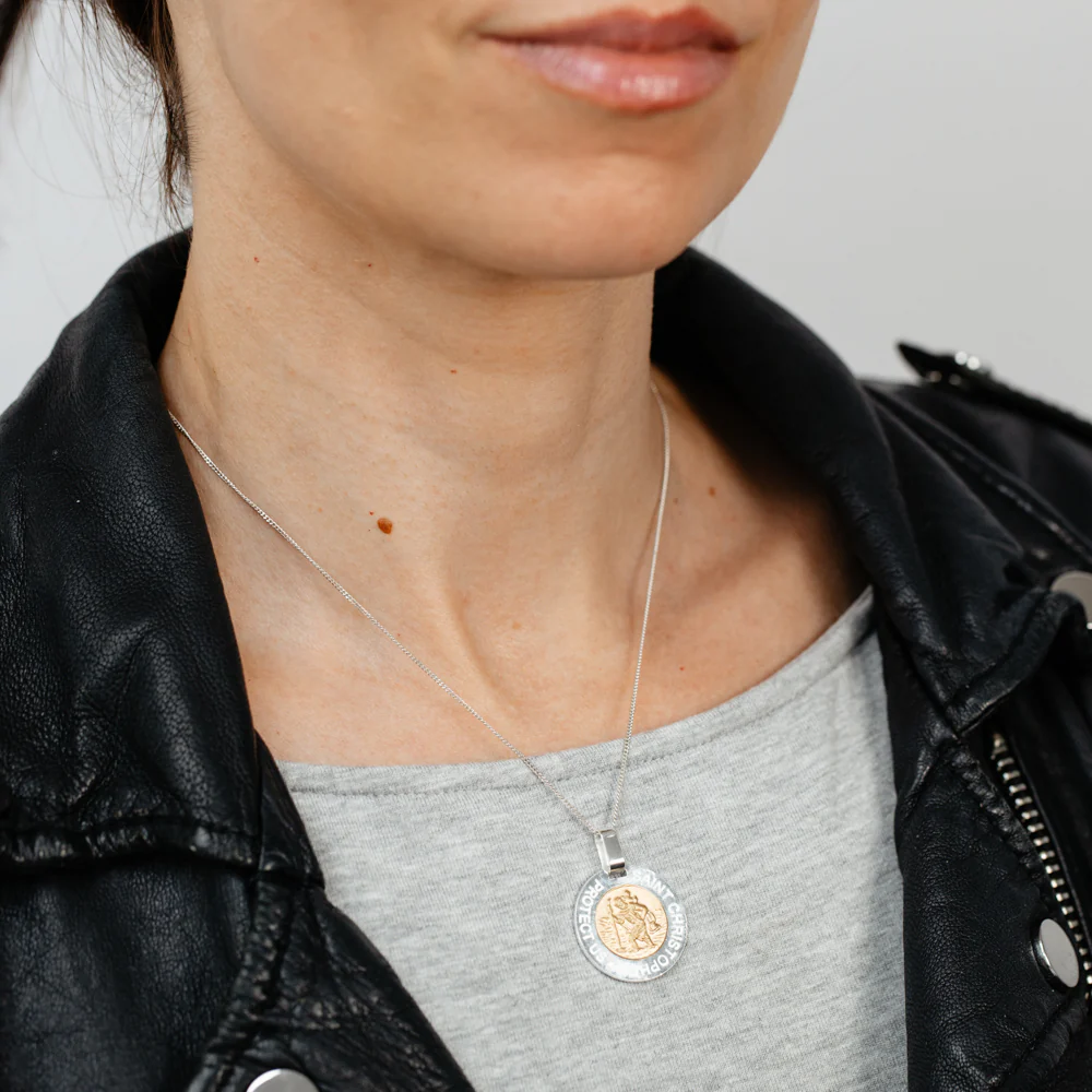 St Christopher Two Tone Pendant in Sterling Silver - Image 2