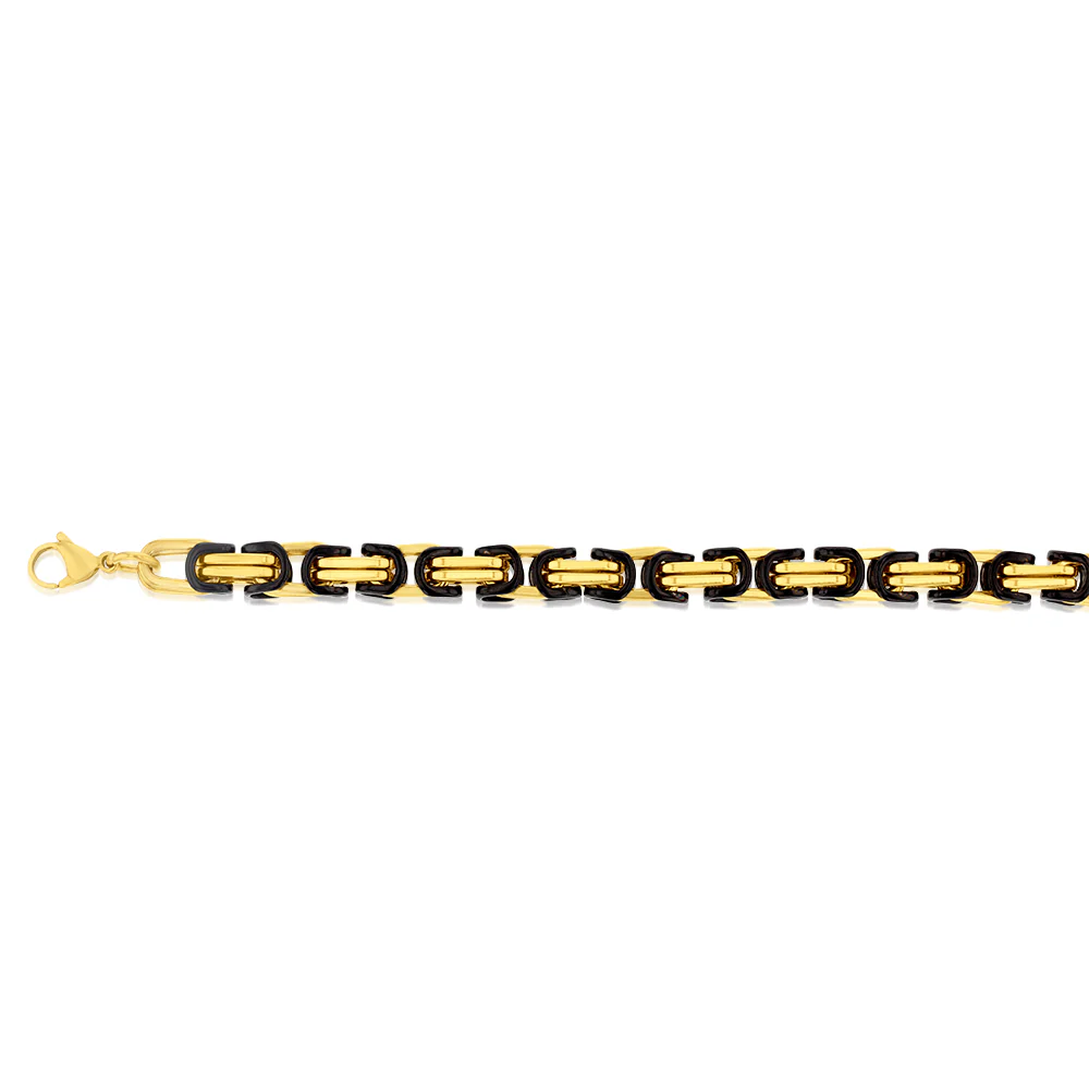 Stainless Steel And Yellow Gold Plated Fancy Links 23.5cm Bracelet - Image 2