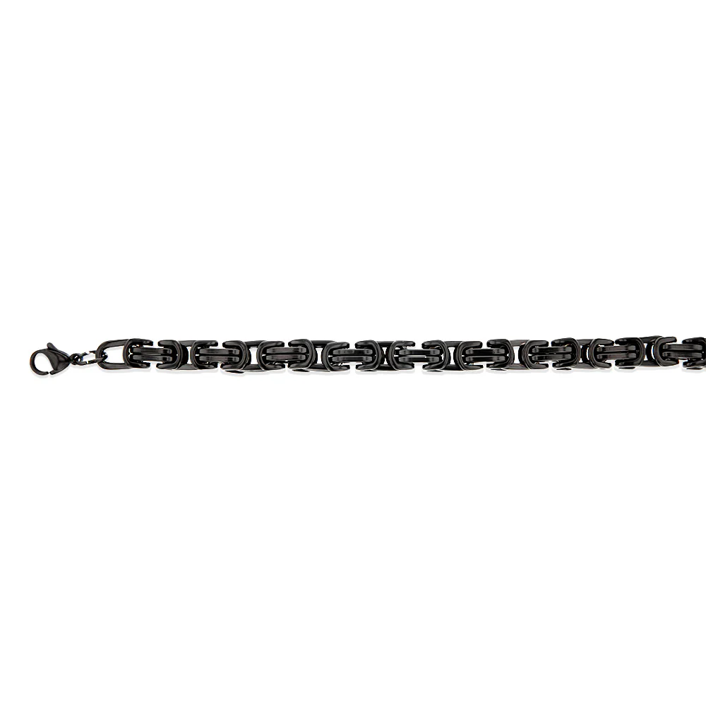 Stainless Steel Black Fancy Link 20.3cm Bracelet - Image 2