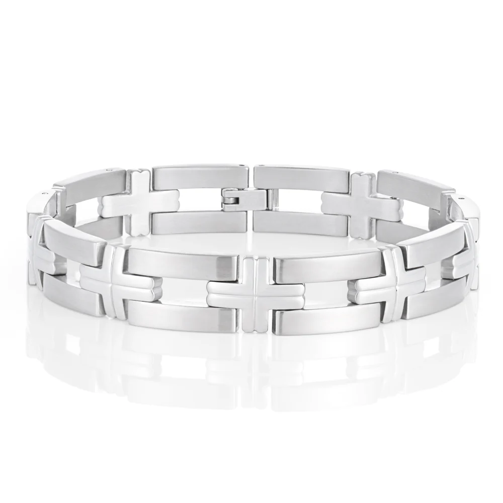 Stainless Steel Cross Patterned Gents Bracelet - Image 2