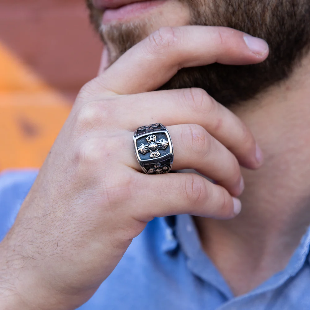 Stainless Steel Cross Ring - Image 3
