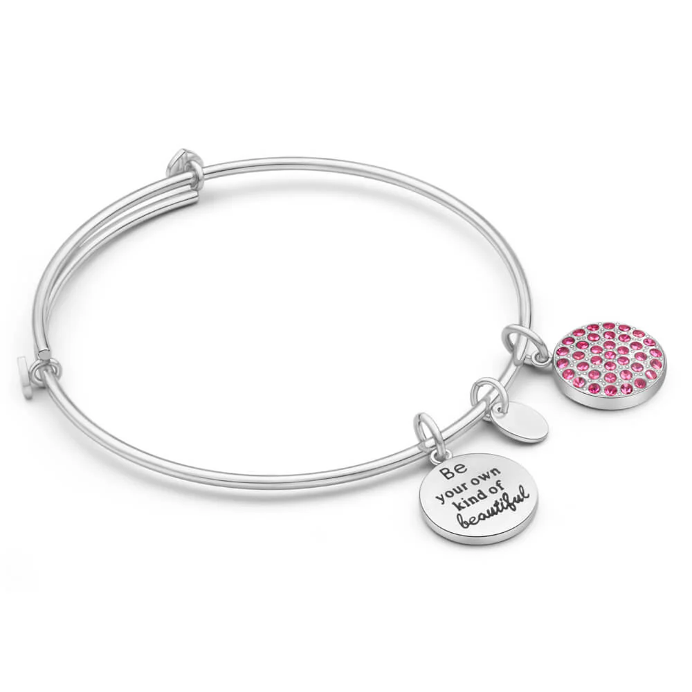 Stainless Steel Crystal Charm Bangle - Image 2