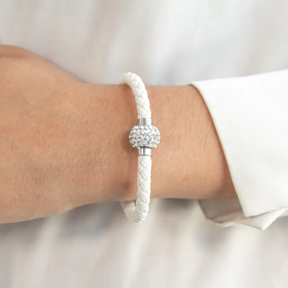 Stainless Steel Crystal Magnetic White Fancy Bracelet - Image 2