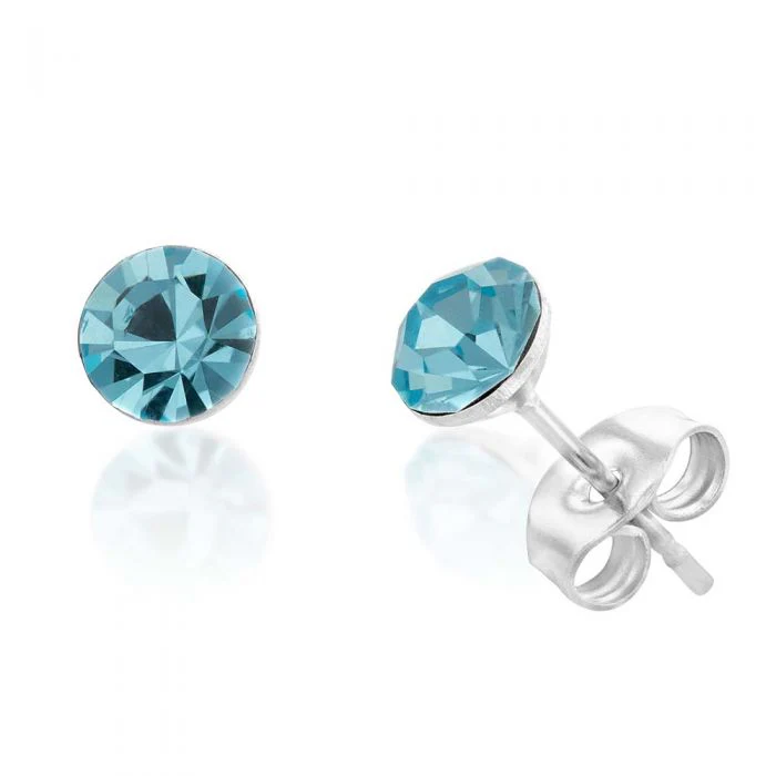 Stainless Steel Crystal Studs Set of 3 - White Aqua Fucshia - Image 7