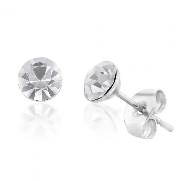 Stainless Steel Crystal Studs Set of 3 - White Aqua Fucshia - Image 8