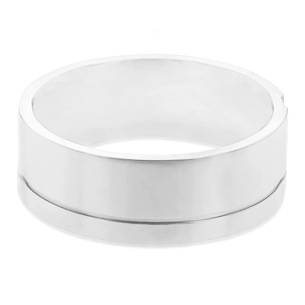 Stainless Steel Cubic Zirconia On 8mm Wide Matt Finish Ring - Image 2