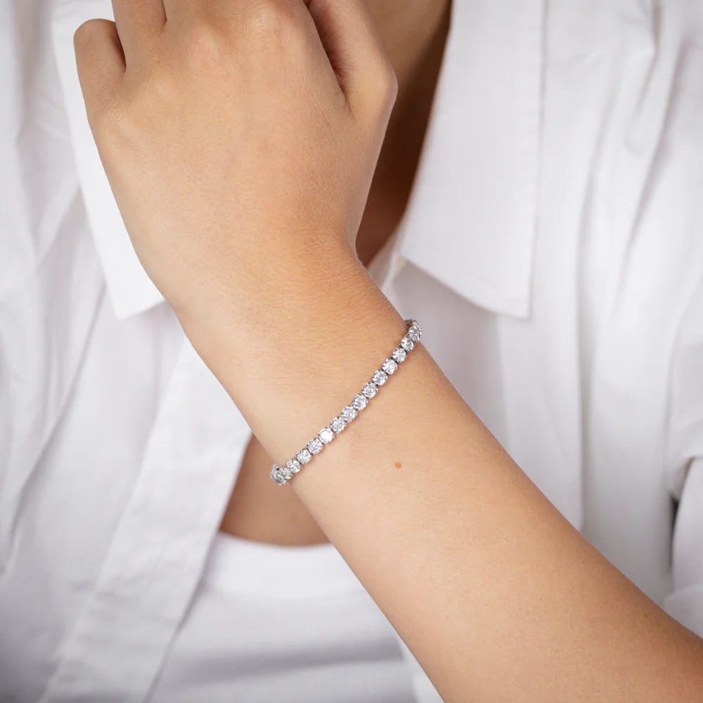 Stainless Steel Cubic Zirconia Tennis 17+3cm Bracelet - Image 4