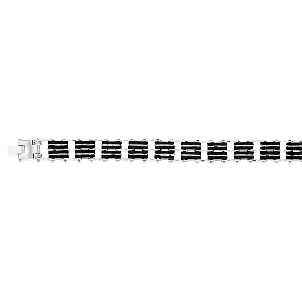 Stainless Steel Fancy Black And Silver 20.3cm Bracelet - Image 2