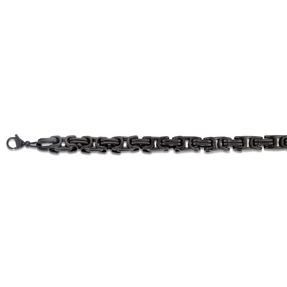 Stainless Steel Fancy Links 22cm Black Bracelet - Image 2