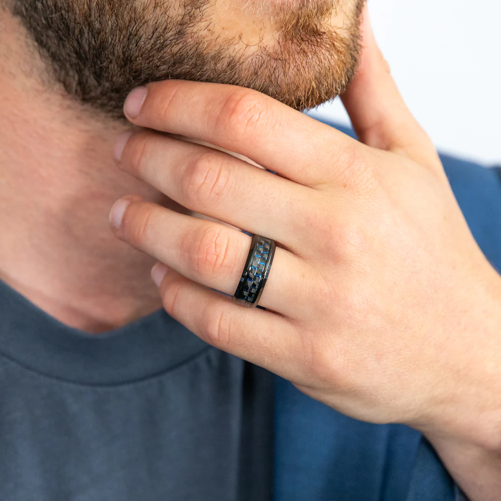 Stainless Steel Gents Patterned Ring - Image 3