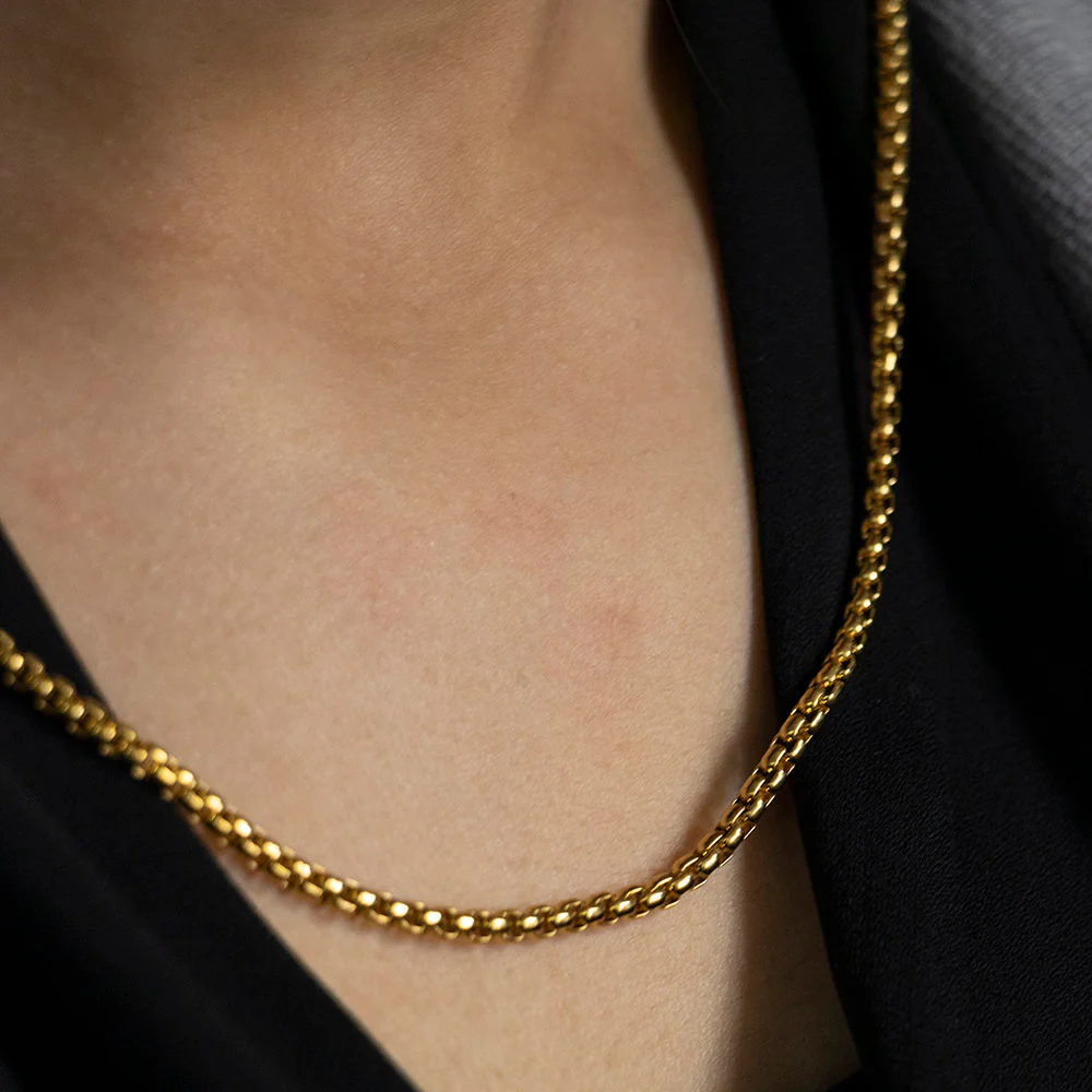 Stainless Steel Gold Plated 55cm Box Chain - Image 3