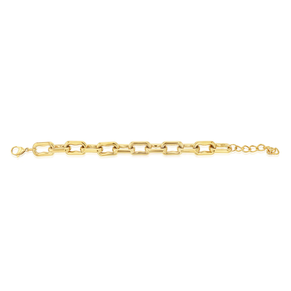 Stainless Steel Gold Plated Chunky Link 17.5+4cm Bracelet - Image 2