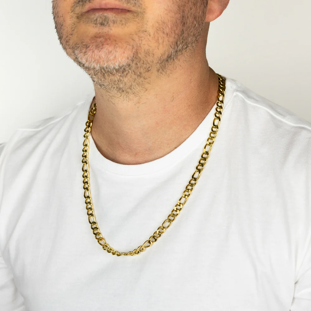 Stainless-Steel Gold-Plated Figaro 1:3 Fancy 60cm Chain - Image 3