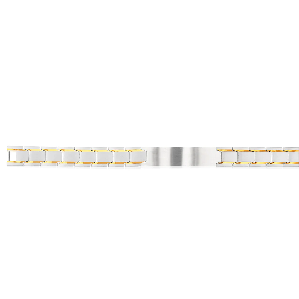 Stainless Steel Gold Stripe With ID Plate 21cm Bracelet - Image 2