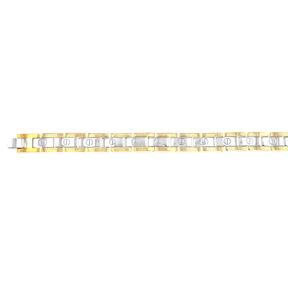 Stainless Steel Greek Key 20.3cm Bracelet - Image 2